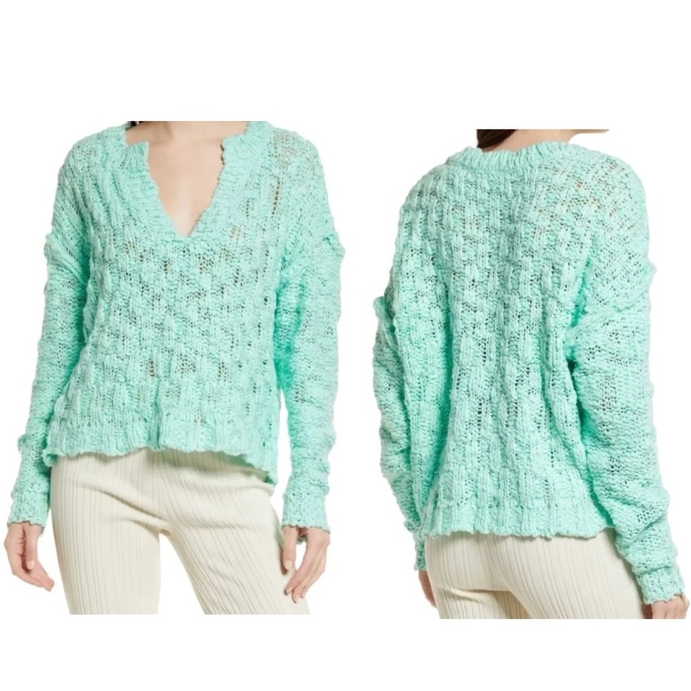 Free People Josephine Pullover Frozen Melon Sweater Green Womens Size Small NEW